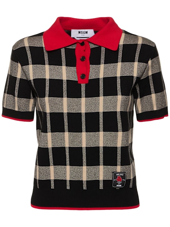 MSGM: Viscose blend short sleeve polo sweater - women_0 | Luisa Via Roma