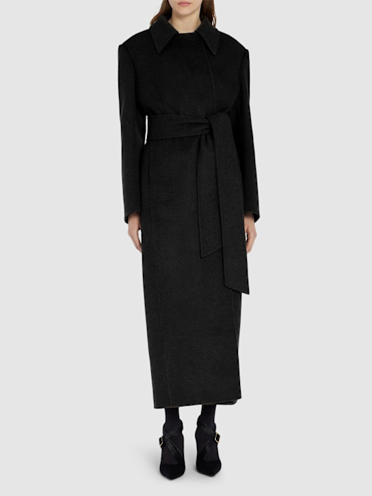 Khaite: Lea wool belted long coat - Black - women_1 | Luisa Via Roma