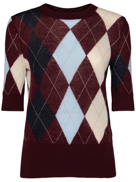 Khaite: Anders argyle cashmere blend sweater - Multicolor - women_0 | Luisa Via Roma