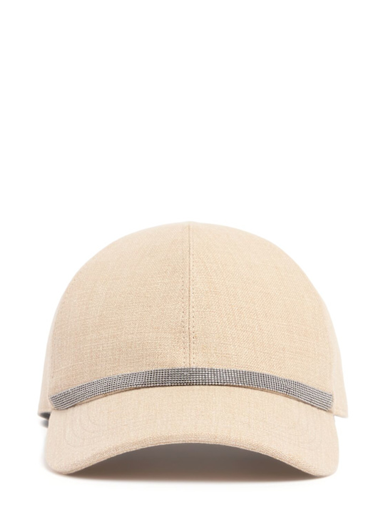 Brunello Cucinelli: Embellished linen baseball cap - women_0 | Luisa Via Roma