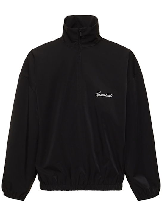 Fear of God ESSENTIALS: Sporty nylon half zip sweatshirt - Jet Black - men_0 | Luisa Via Roma