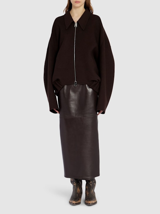 Khaite: Odin wool knit zip up jacket - Brown - women_1 | Luisa Via Roma