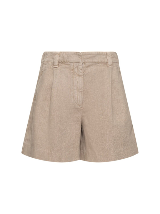 Brunello Cucinelli: Cotton blend Bermuda shorts - Brown - women_0 | Luisa Via Roma