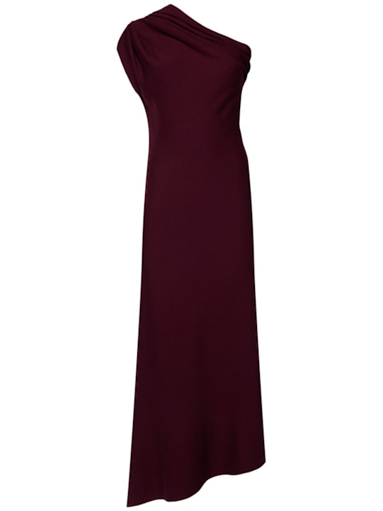 Khaite: Vestido largo de lana con hombro descubierto - Burdeos - women_0 | Luisa Via Roma