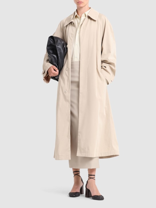 Lemaire: Compact cotton twill trench overcoat - Beige - women_1 | Luisa Via Roma