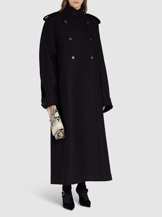 Khaite: Donna wool double breasted long coat - Black - women_1 | Luisa Via Roma