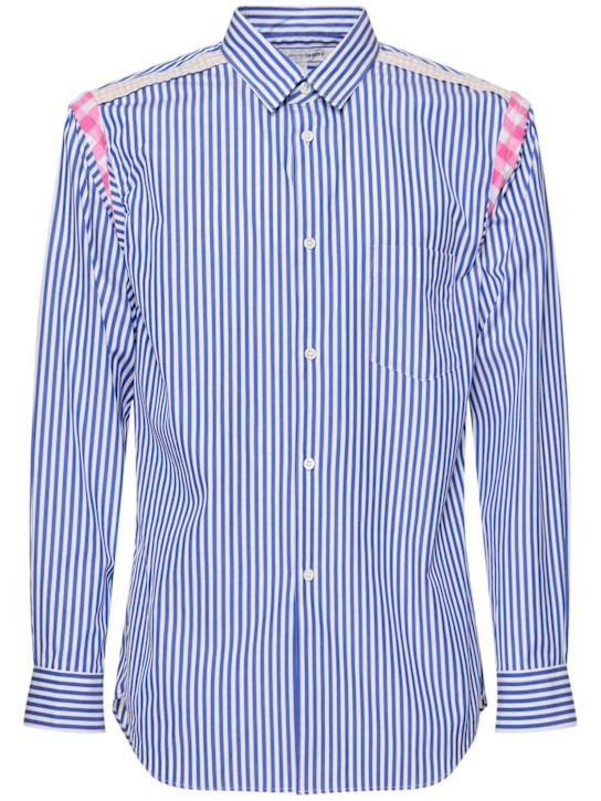 Comme des Garçons Shirt: Striped cotton poplin patchwork shirt - men_0 | Luisa Via Roma