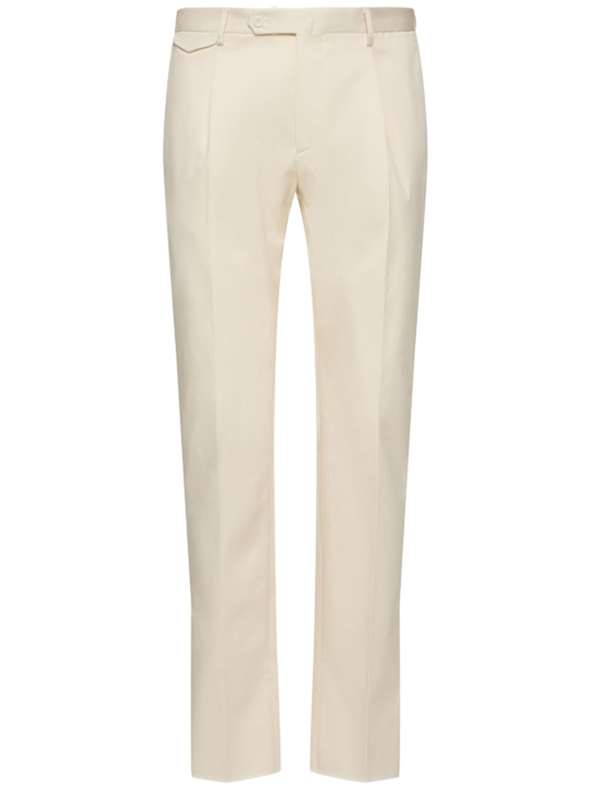Tagliatore: Pleated stretch cotton pants - men_0 | Luisa Via Roma