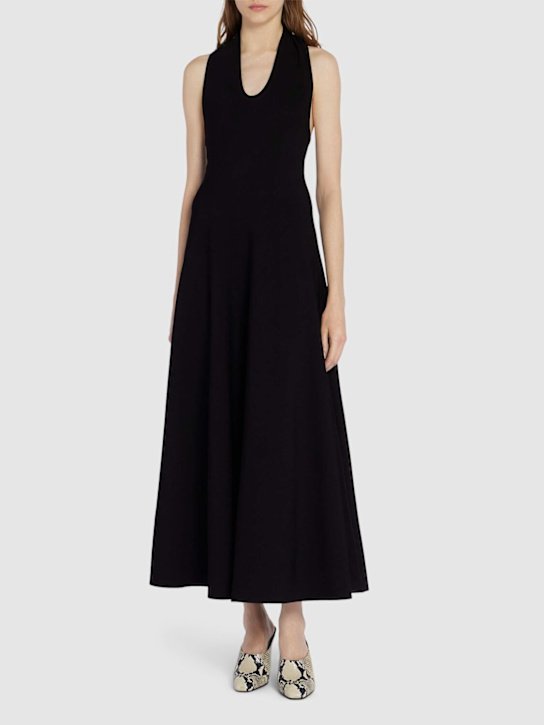 Khaite: Melina viscose halter neck long dress - Black - women_1 | Luisa Via Roma