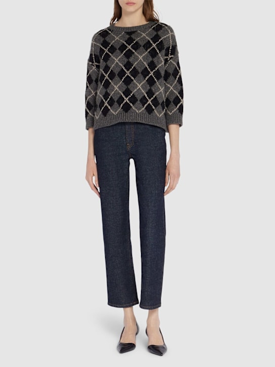 Khaite: Abigail cropped high-rise straight jeans - Dark Blue - women_1 | Luisa Via Roma