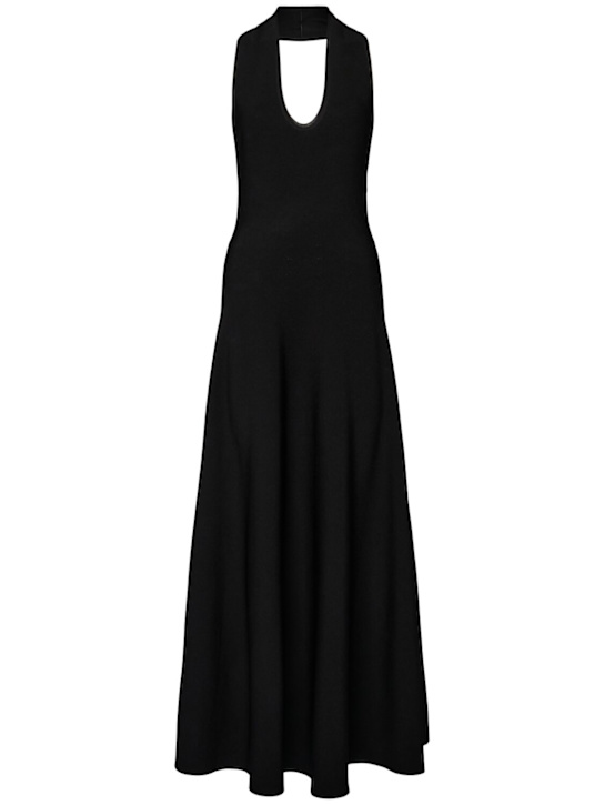 Khaite: Melina viscose halter neck long dress - Black - women_0 | Luisa Via Roma