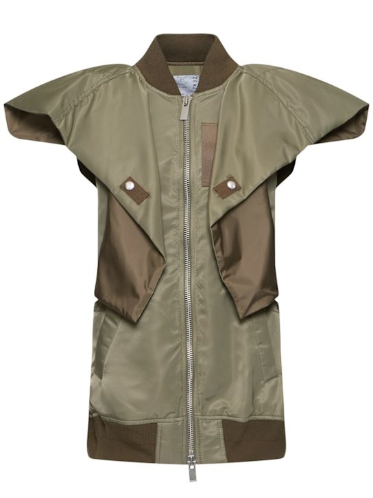 Sacai: Nylon twill vest - Beige - women_0 | Luisa Via Roma