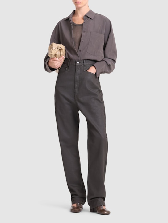 Lemaire: Shiny coated dropped crotch pants - women_1 | Luisa Via Roma