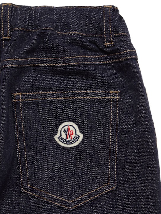 Moncler: Cotton blend denim straight leg jeans - ネイビー - kids-boys_1 | Luisa Via Roma