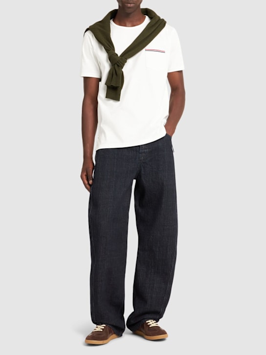 Thom Browne: Striped pocket cotton t-shirt - men_1 | Luisa Via Roma