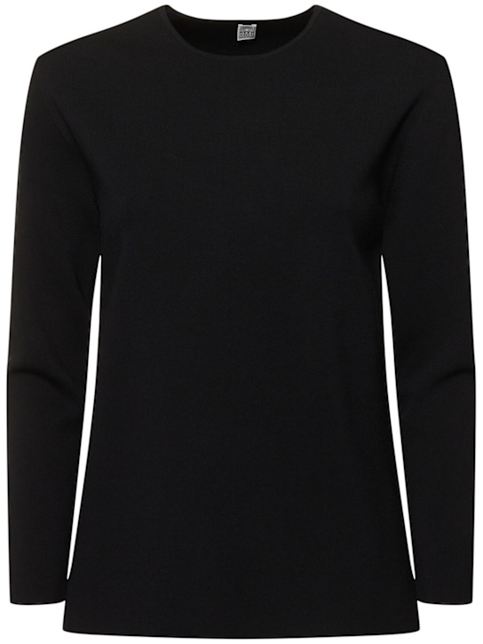 Toteme: Compact knit sweater - Black - women_0 | Luisa Via Roma