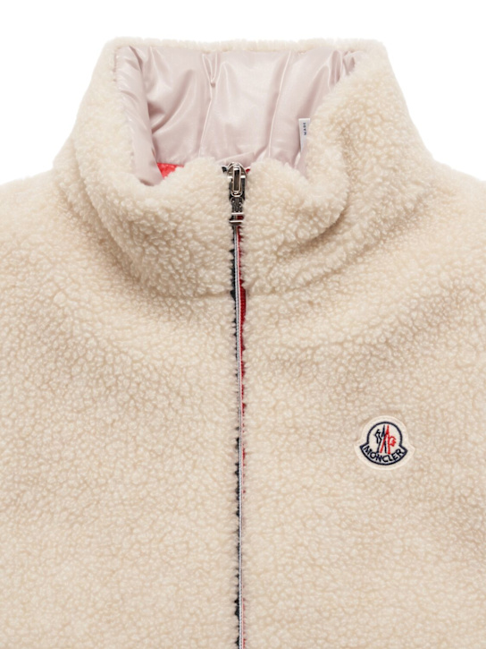 Moncler: Orin tech teddy down vest - ライトベージュ - kids-boys_1 | Luisa Via Roma