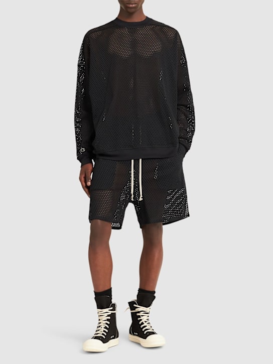 Rick Owens: Champion Jumbo mesh sweatshirt - Black - men_1 | Luisa Via Roma
