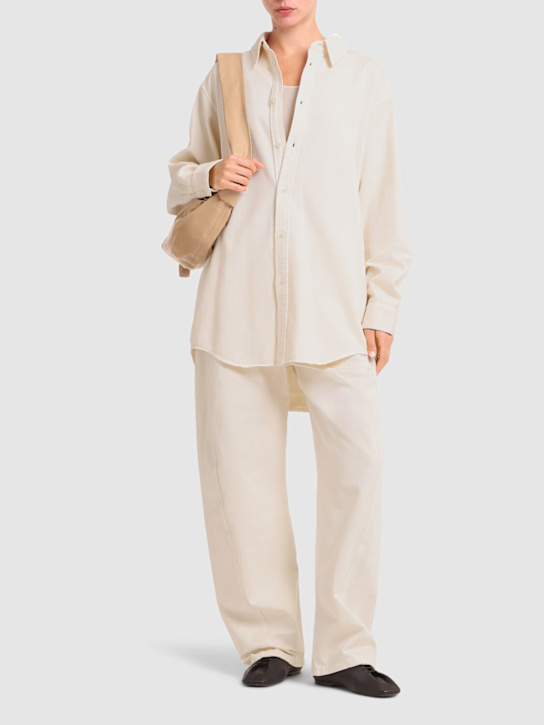 Lemaire: Relaxed light denim shirt - White - women_1 | Luisa Via Roma