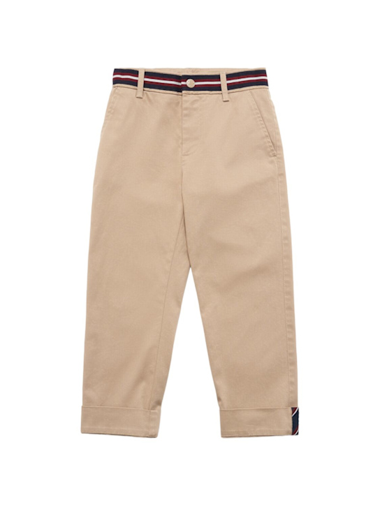 Moncler: Hose aus Baumwollmischgewebe mit Besatz - Beige - kids-boys_0 | Luisa Via Roma