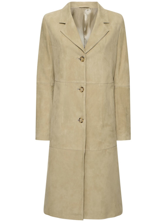 Toteme: Cinched suede coat - Beige - women_0 | Luisa Via Roma
