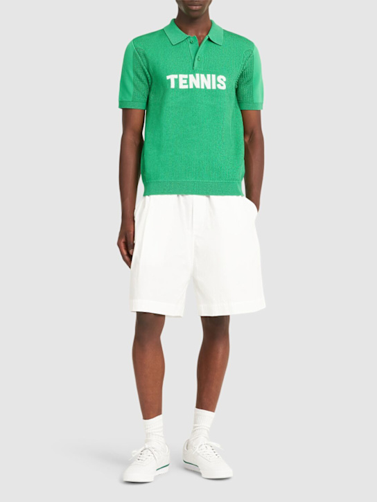 LACOSTE: Lenny ribbed viscose blend polo top - men_1 | Luisa Via Roma