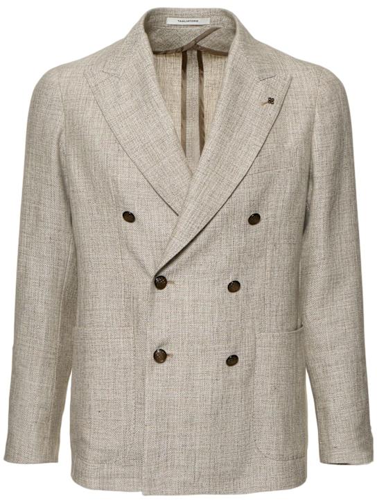 Tagliatore: Wool & linen double breasted blazer - men_0 | Luisa Via Roma