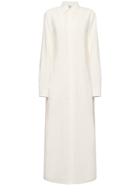 Toteme: Vestito chemisier lungo Parachute - Bianco - women_0 | Luisa Via Roma