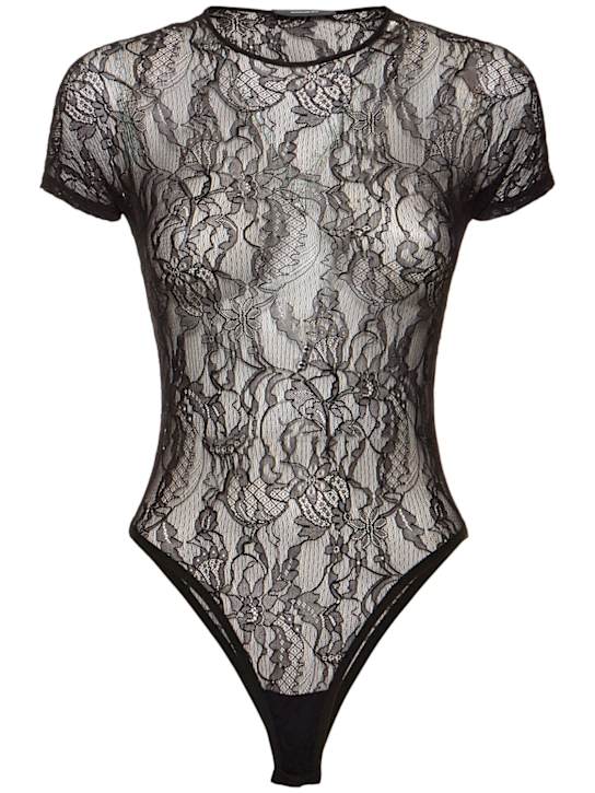 Wardrobe.nyc: Lace cap sleeve nylon bodysuit - women_0 | Luisa Via Roma