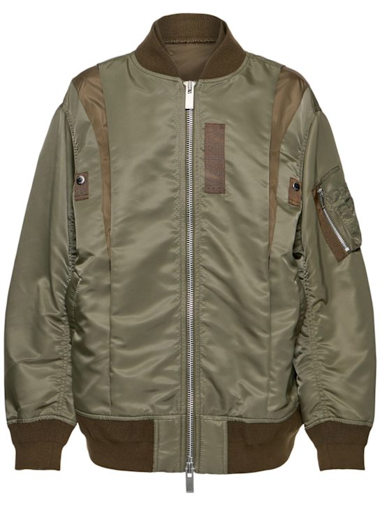 Sacai: Nylon twill bomber jacket - Beige - women_0 | Luisa Via Roma