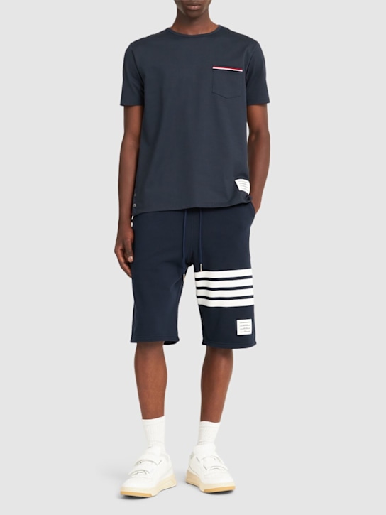 Thom Browne: 4-Bar コットンジャージーハーフパンツ - men_1 | Luisa Via Roma