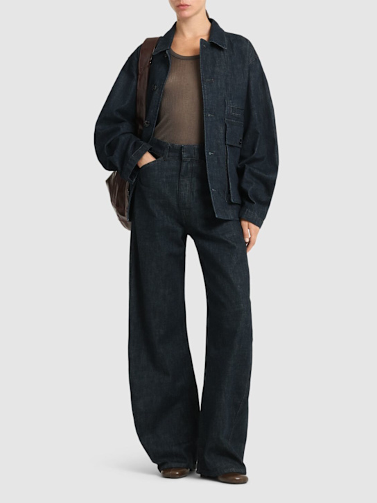 Lemaire: High waist curved cotton jeans - women_1 | Luisa Via Roma