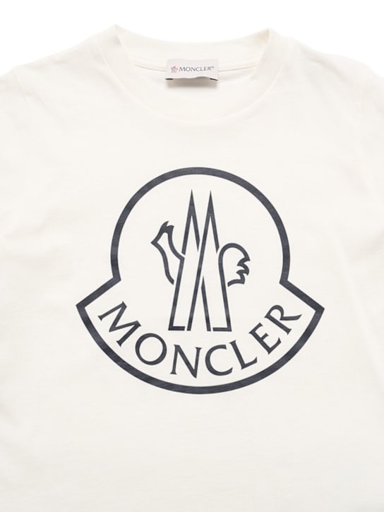 Moncler: Printed logo cotton t-shirt - White - kids-boys_1 | Luisa Via Roma