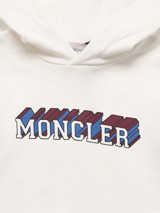 Moncler: Logo cotton hoodie - ホワイト - kids-boys_1 | Luisa Via Roma