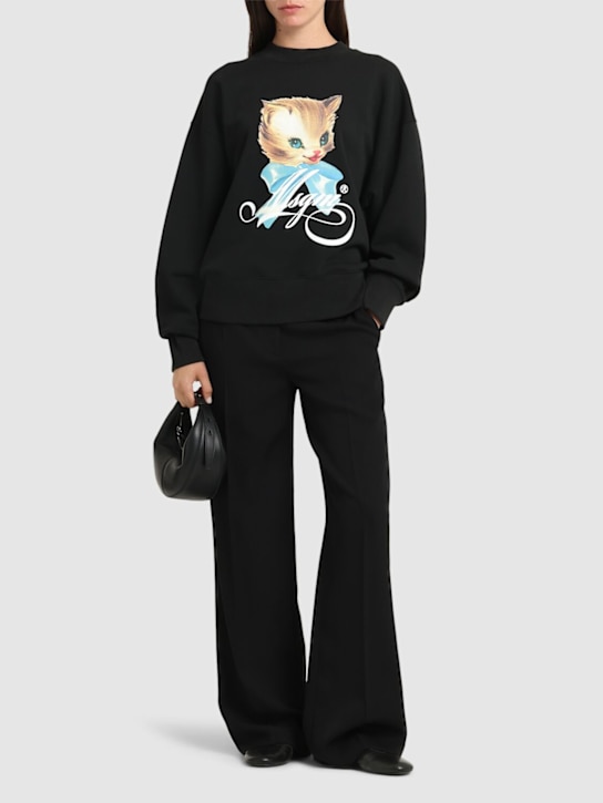 MSGM: Printed cotton crewneck sweatshirt - women_1 | Luisa Via Roma