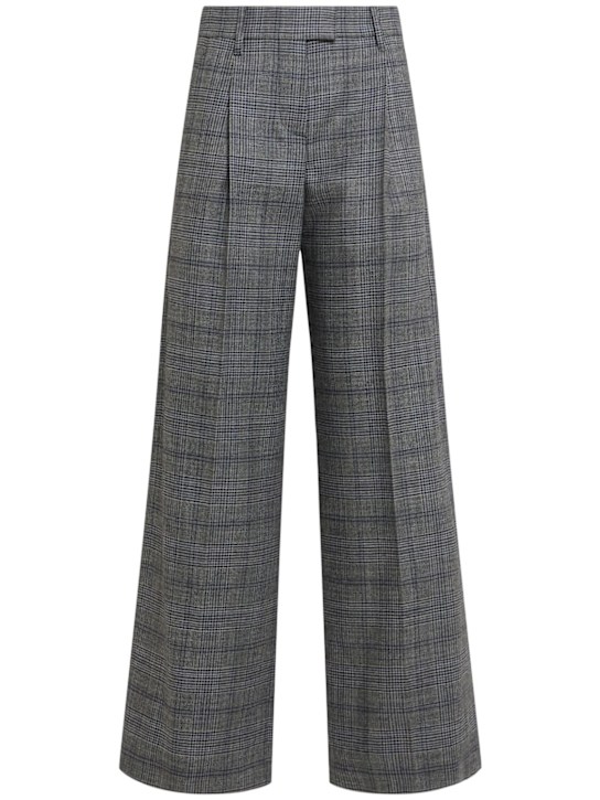 Brunello Cucinelli: Wool Prince of Wales pants - Grey/Blue - women_0 | Luisa Via Roma
