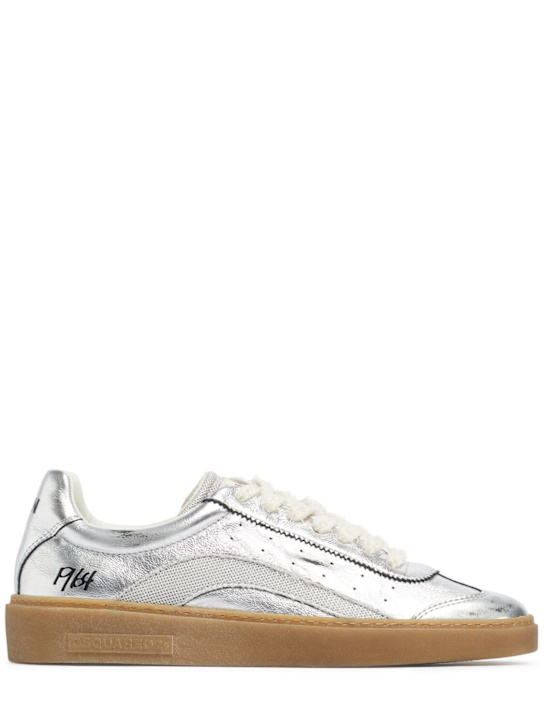 Dsquared2: Sneakers basses en cuir métallisé - men_0 | Luisa Via Roma