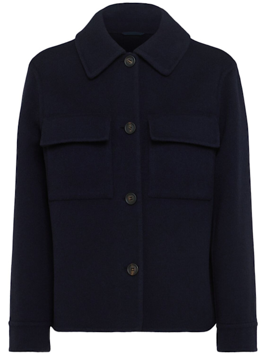 Brunello Cucinelli: Wool blend short coat - ブルー - women_0 | Luisa Via Roma