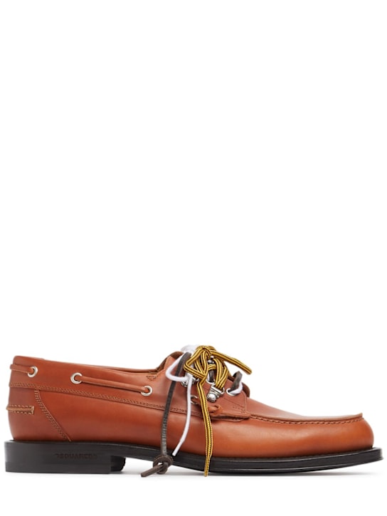 Dsquared2: Magliano leather boat shoes - men_0 | Luisa Via Roma