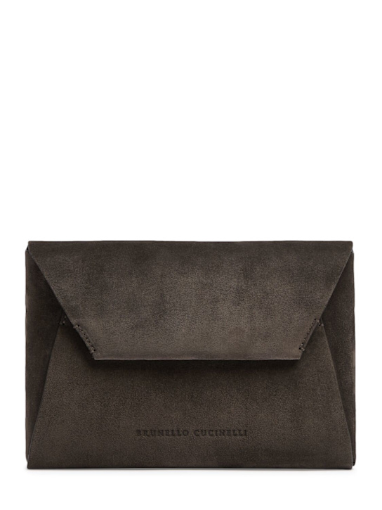 Brunello Cucinelli: Soft clutch - Corvino - women_0 | Luisa Via Roma
