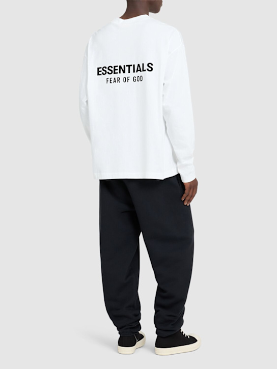 Fear of God ESSENTIALS: Classic fit fleece long sleeve t-shirt - White - men_1 | Luisa Via Roma
