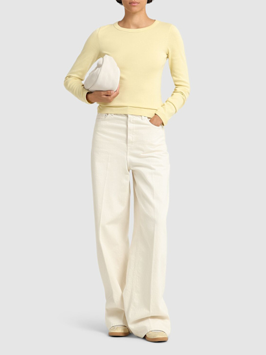 Flore Flore: Max organic cotton rib l/s t-shirt - Light Yellow - women_1 | Luisa Via Roma