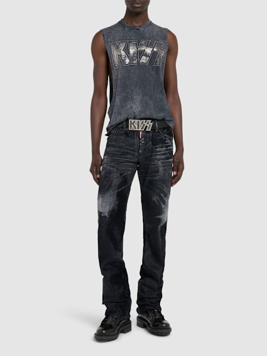Dsquared2: Kiss embroidered cotton tank top - Grey - men_1 | Luisa Via Roma