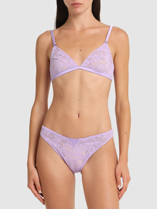 Fleur Du Mal: Le Stretch lace triangle bra - Lilac - women_1 | Luisa Via Roma