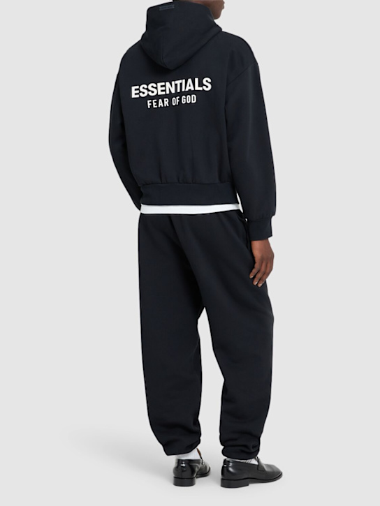 Fear of God ESSENTIALS: Classic fit logo cotton blend zip hoodie - men_1 | Luisa Via Roma