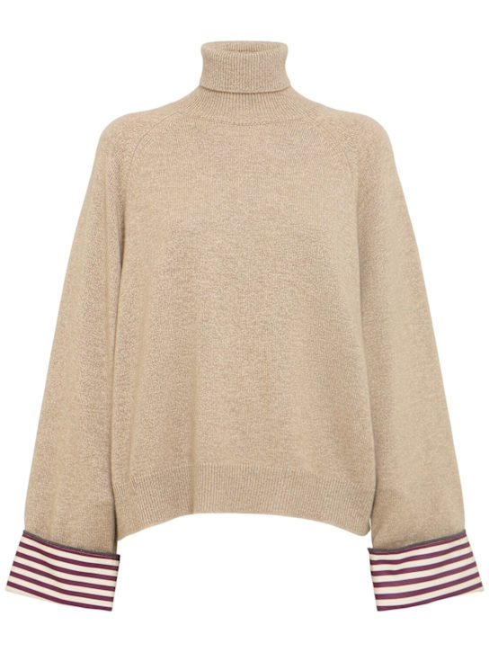 Brunello Cucinelli: Cashmere turtleneck sweater - Brown - women_0 | Luisa Via Roma