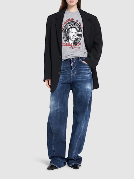 Dsquared2: Printed jersey t-shirt - Heather Grey - women_1 | Luisa Via Roma