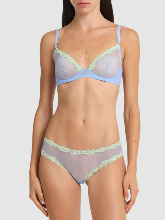 Fleur Du Mal: Sheer tulle briefs - Light Blue - women_1 | Luisa Via Roma