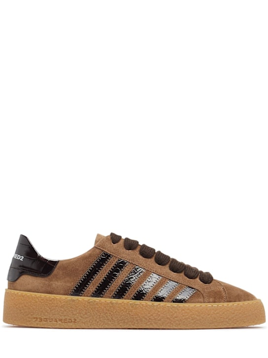 Dsquared2: Striped logo suede sneakers - men_0 | Luisa Via Roma