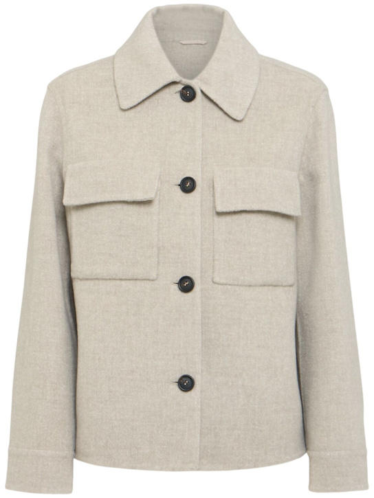 Brunello Cucinelli: Wool blend short coat - Beige - women_0 | Luisa Via Roma